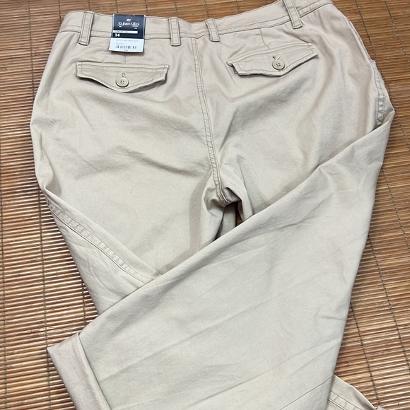 Size 14 St. John’s bay chino crop pants, cuffed or uncuffed option/pockets - Picture 2 of 6
